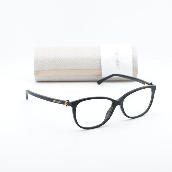 Jimmy Choo JC308 0DXF 00 Square 54mm Eyeglasses - Shiny Black/Gold - Picture 8 of 10